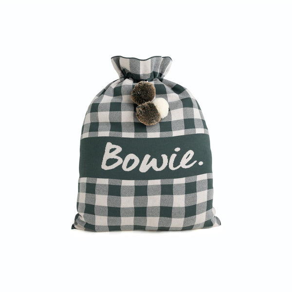 Classic Christmas Santa Sack in Dark Forest Gingham - personalised and made to order by Namely Co