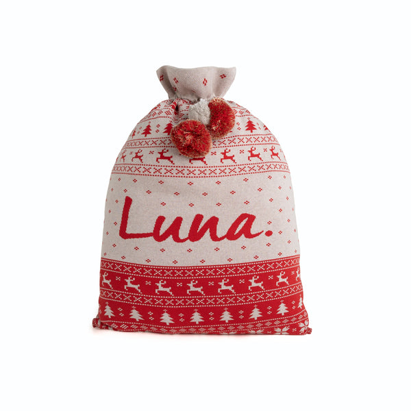 Classic Christmas Santa Sack in Fair Isle Red - personalised and made to order by Namely Co
