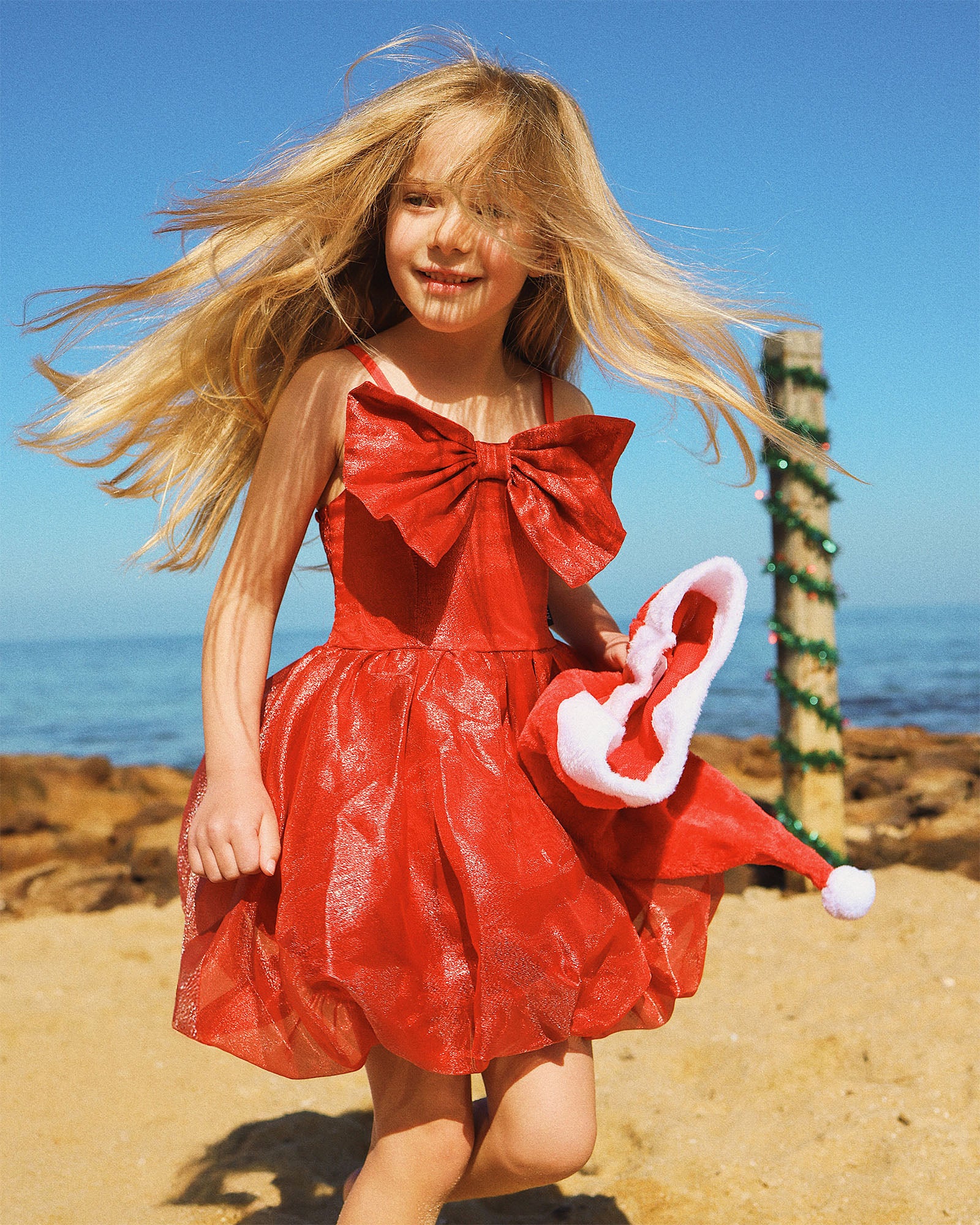 GIFT BOW DRESS IN RED CANDY