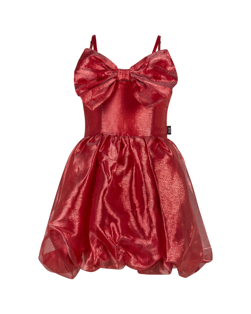 Girls Gift Bow Dress – Red Candy Bubble Skirt Summer Dress
