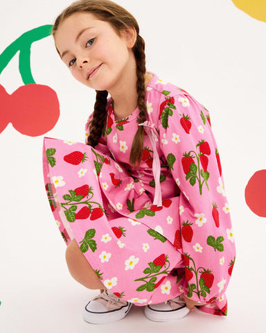 STRAWBERRY LONG SLEEVE FRILL DRESS
