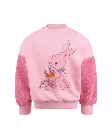 BUNNY SHERPA SLEEVE SWEATSHIRT