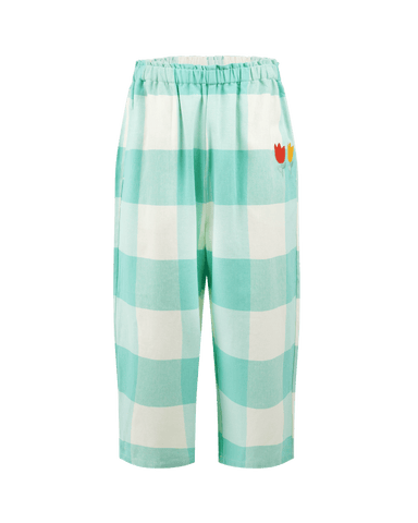 GREEN GINGHAM BARREL PANTS