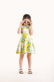 YELLOW ROSES WAISTED DRESS