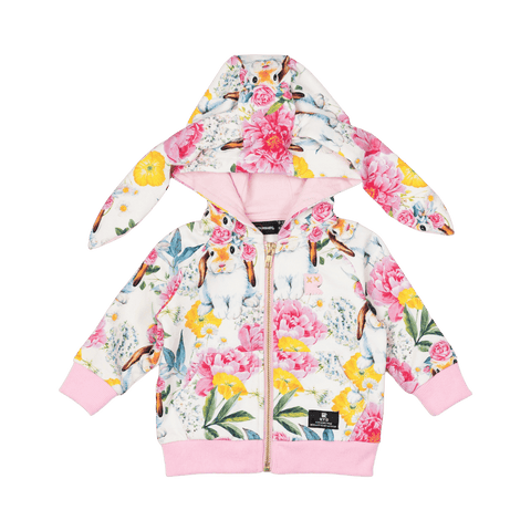 BUNNY FLORAL BUNNY EARS BABY HOODIE