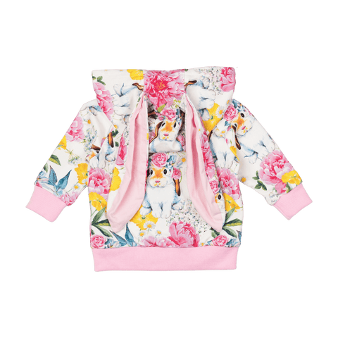 BUNNY FLORAL BUNNY EARS BABY HOODIE