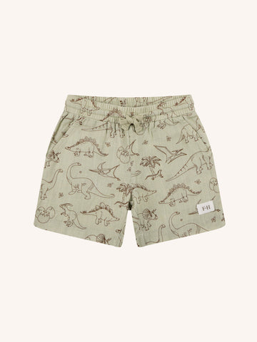 'Prehistorica' Verdan Short in Olive Leaf