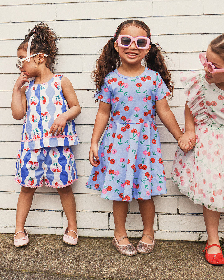 WAISTED DRESS IN HUCKLEBERRY