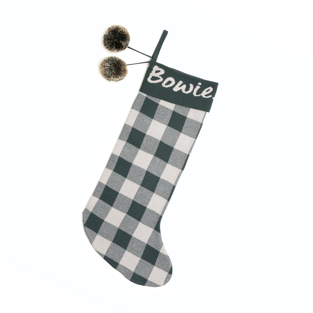Classic Christmas Santa Stocking in Dark Forest Gingham - personalised and made to order by Namely Co