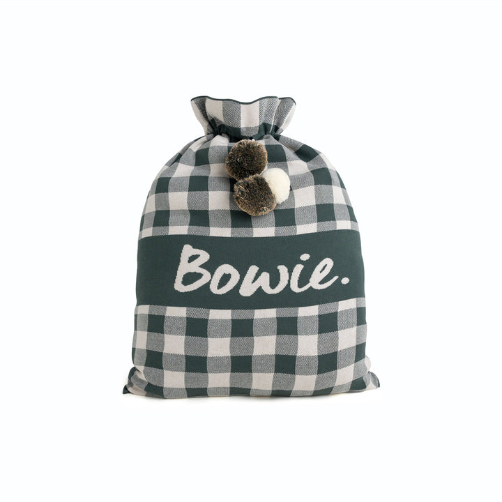 Classic Christmas Santa Sack in Dark Forest Gingham - personalised and made to order by Namely Co