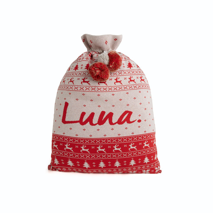 Classic Christmas Santa Sack in Fair Isle Red - personalised and made to order by Namely Co