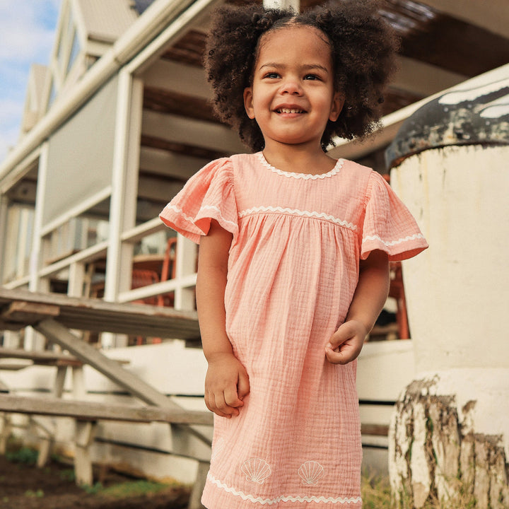 Embroidered Dress in Hibiscus - Kynd Baby girls dress
