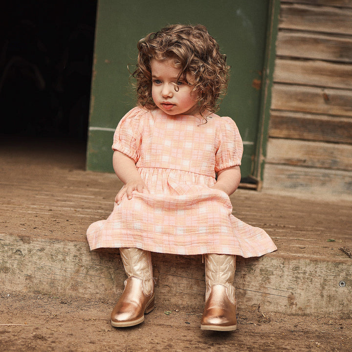 Heart Dress in Check - Kynd Baby baby girls dress, view 6
