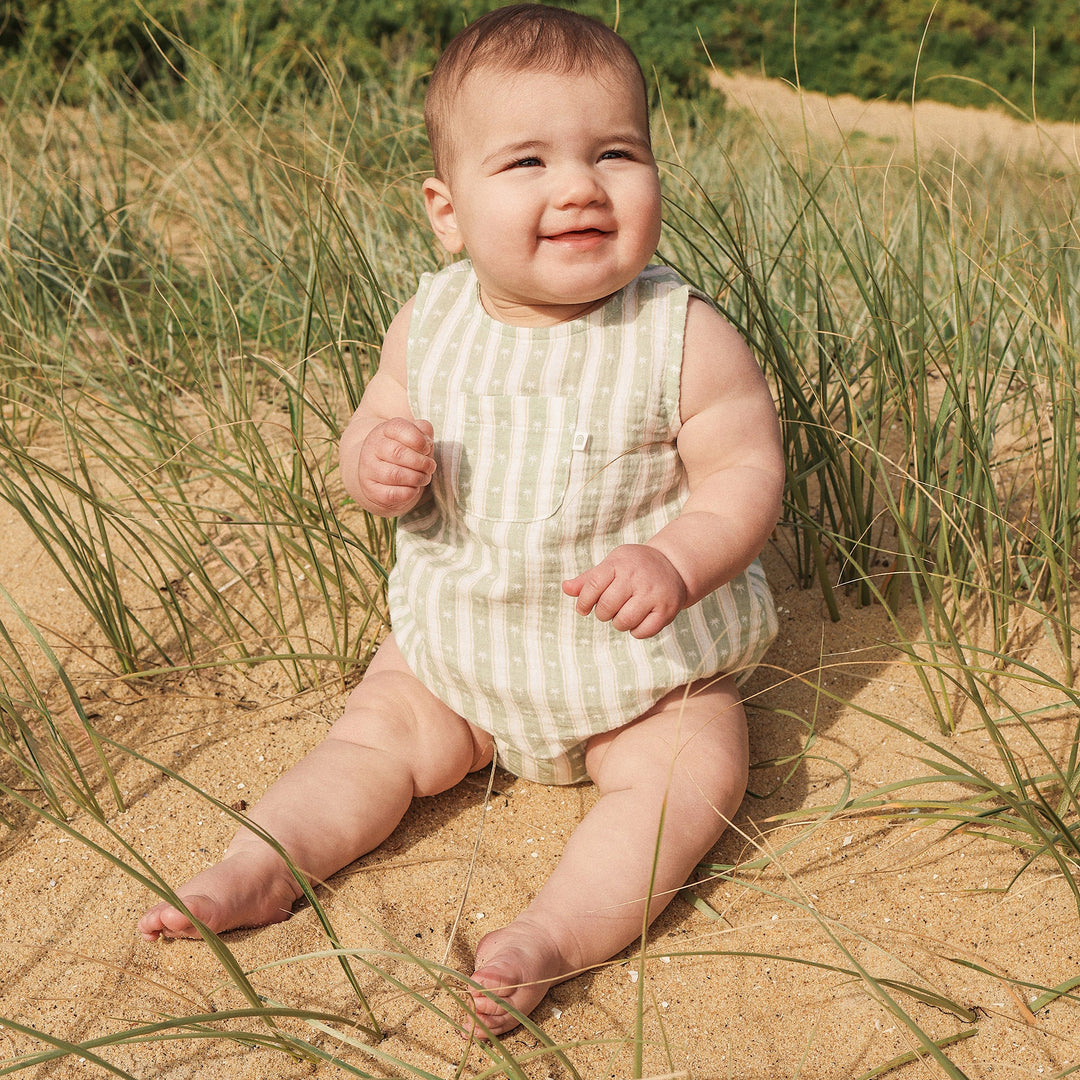 Pocket Romper in Multi Stripe - Kynd Baby baby boys romper, view 2