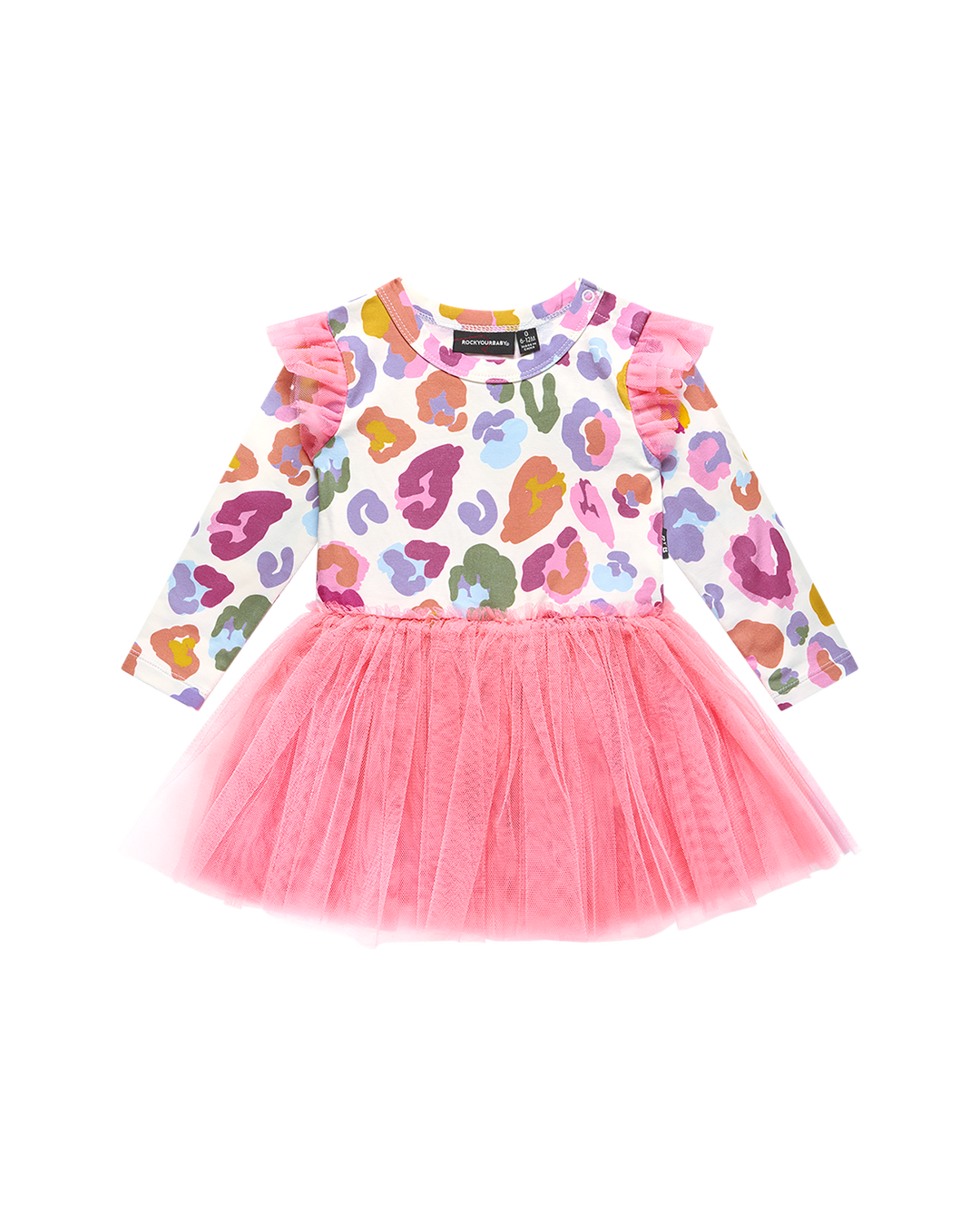 RAINBOW LEOPARD CIRCUS FRILL BODYSUIT DRESS