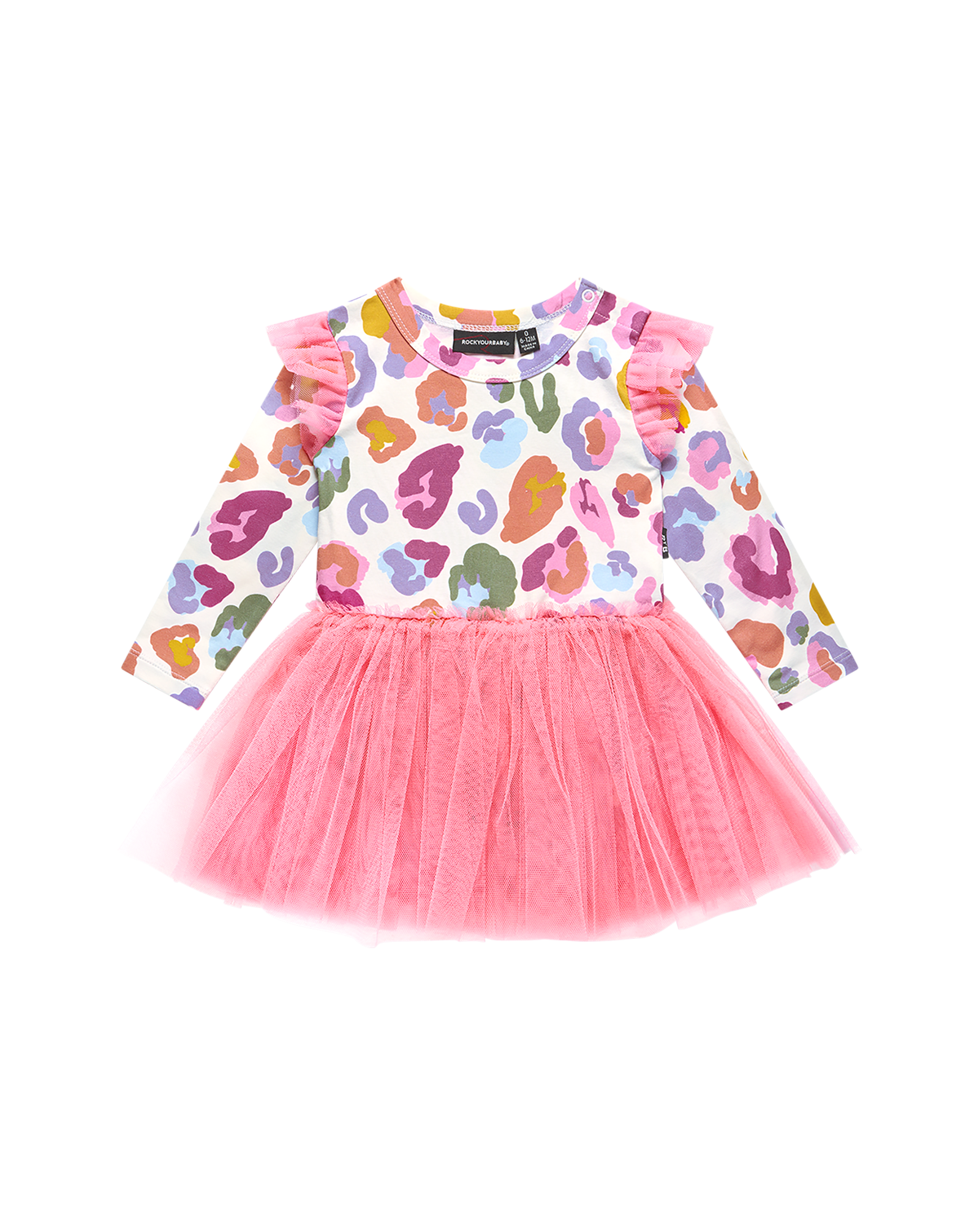 RAINBOW LEOPARD CIRCUS FRILL BODYSUIT DRESS