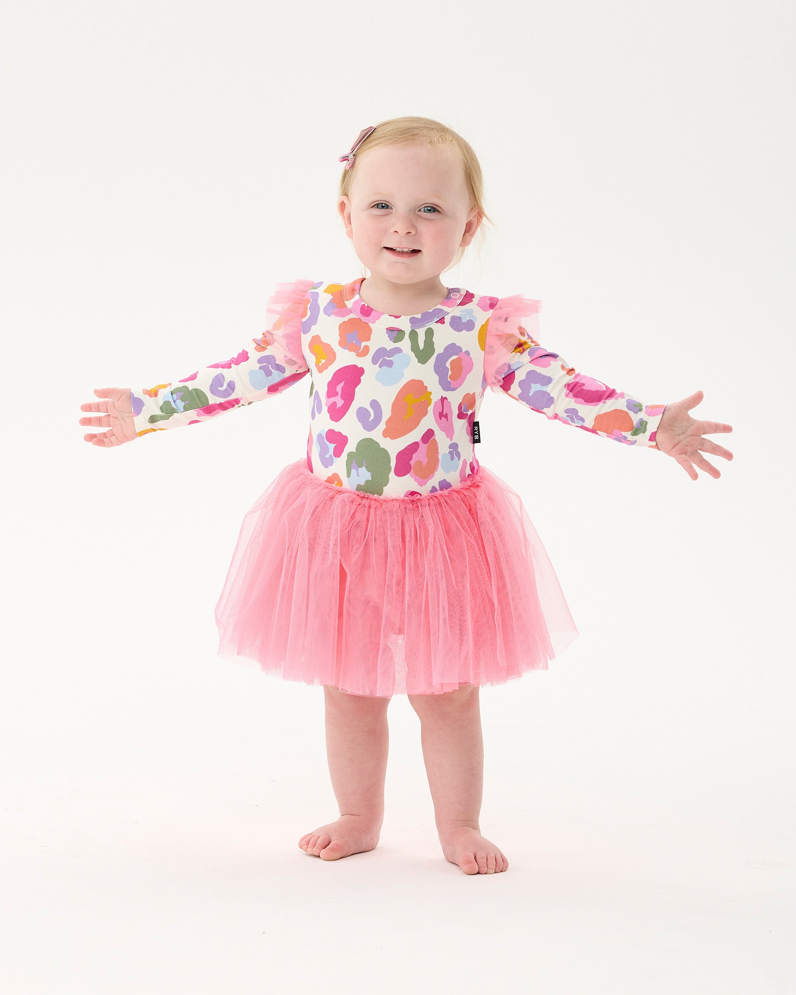 RAINBOW LEOPARD CIRCUS FRILL BODYSUIT DRESS