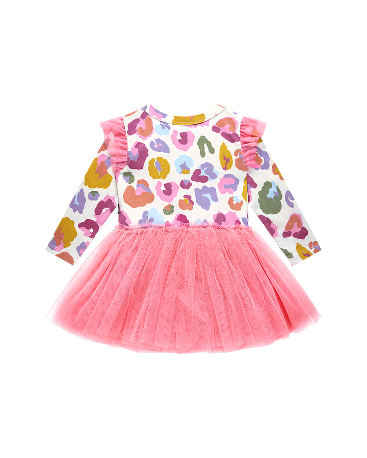 RAINBOW LEOPARD CIRCUS FRILL BODYSUIT DRESS