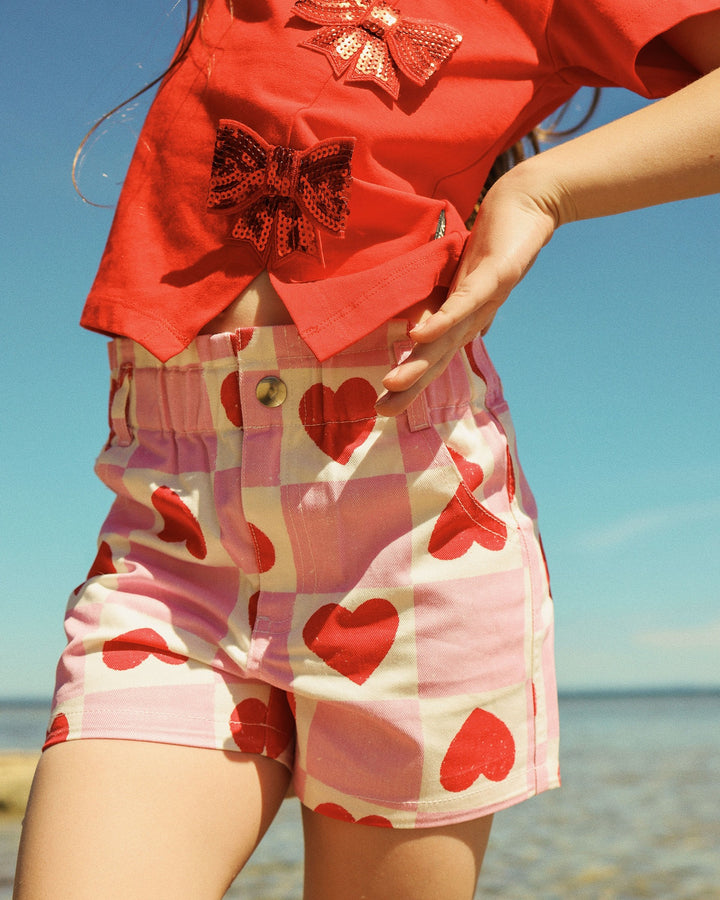 LUCY SHORT IN HEART GINGHAM