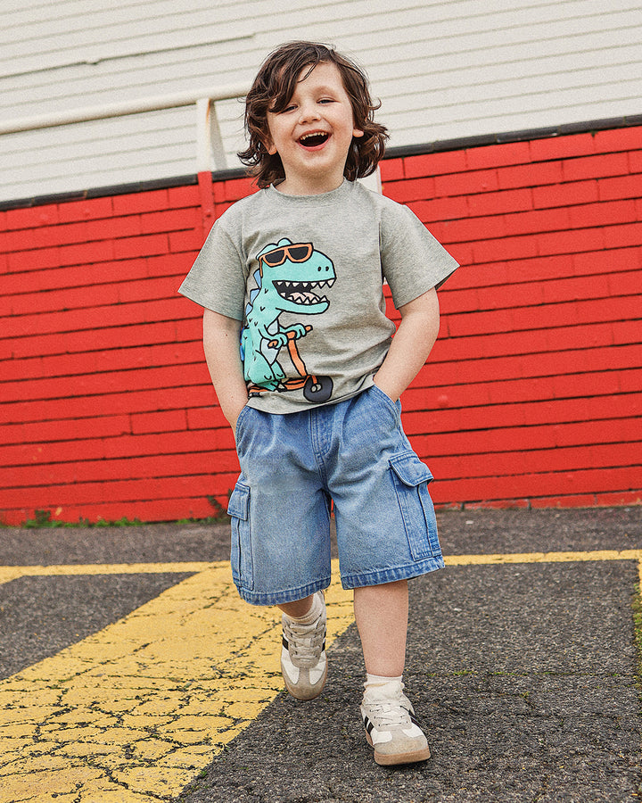Devo Denim Cargo in Denim - Rock Your Kid boys shorts, view 2