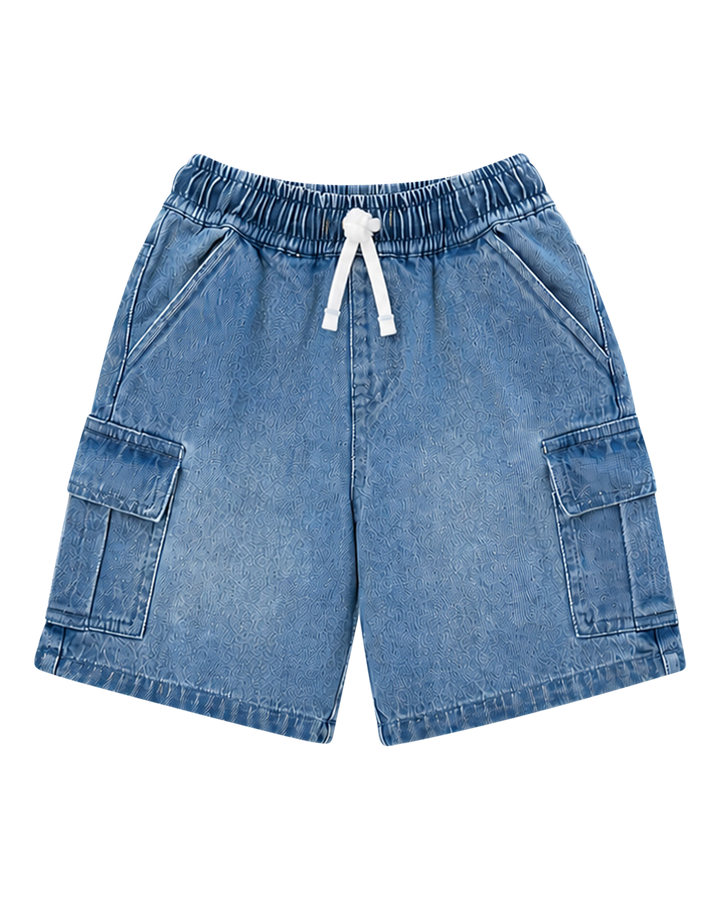 Devo Denim Cargo in Denim - Rock Your Kid boys shorts, view 7