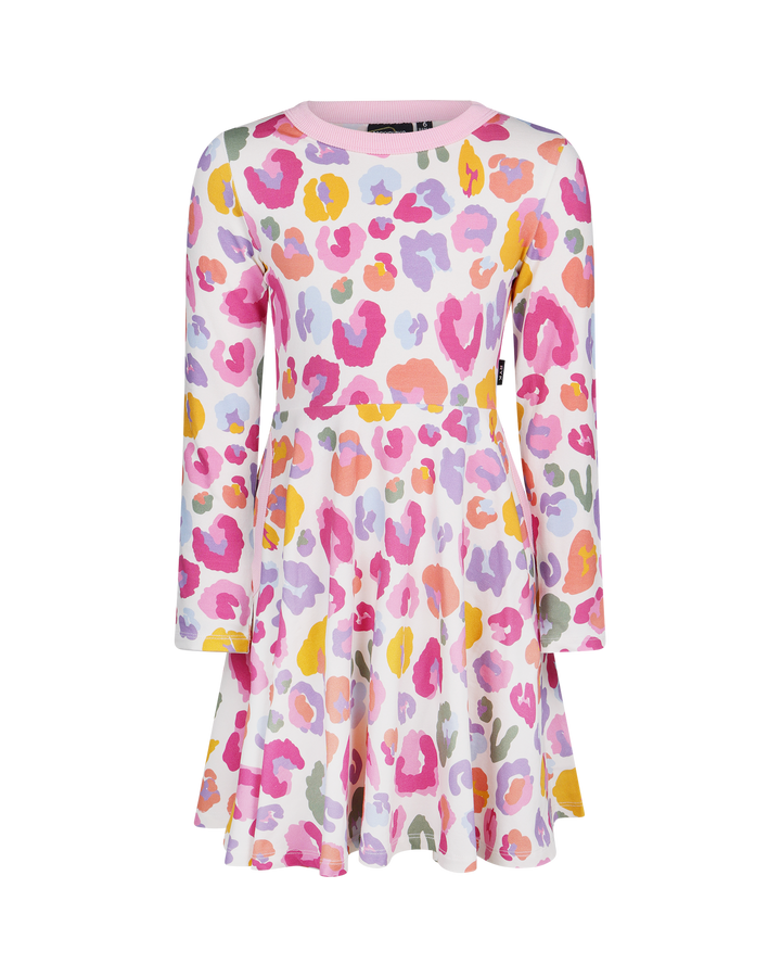 RAINBOW LEOPARD LONG SLEEVE POLLY DRESS