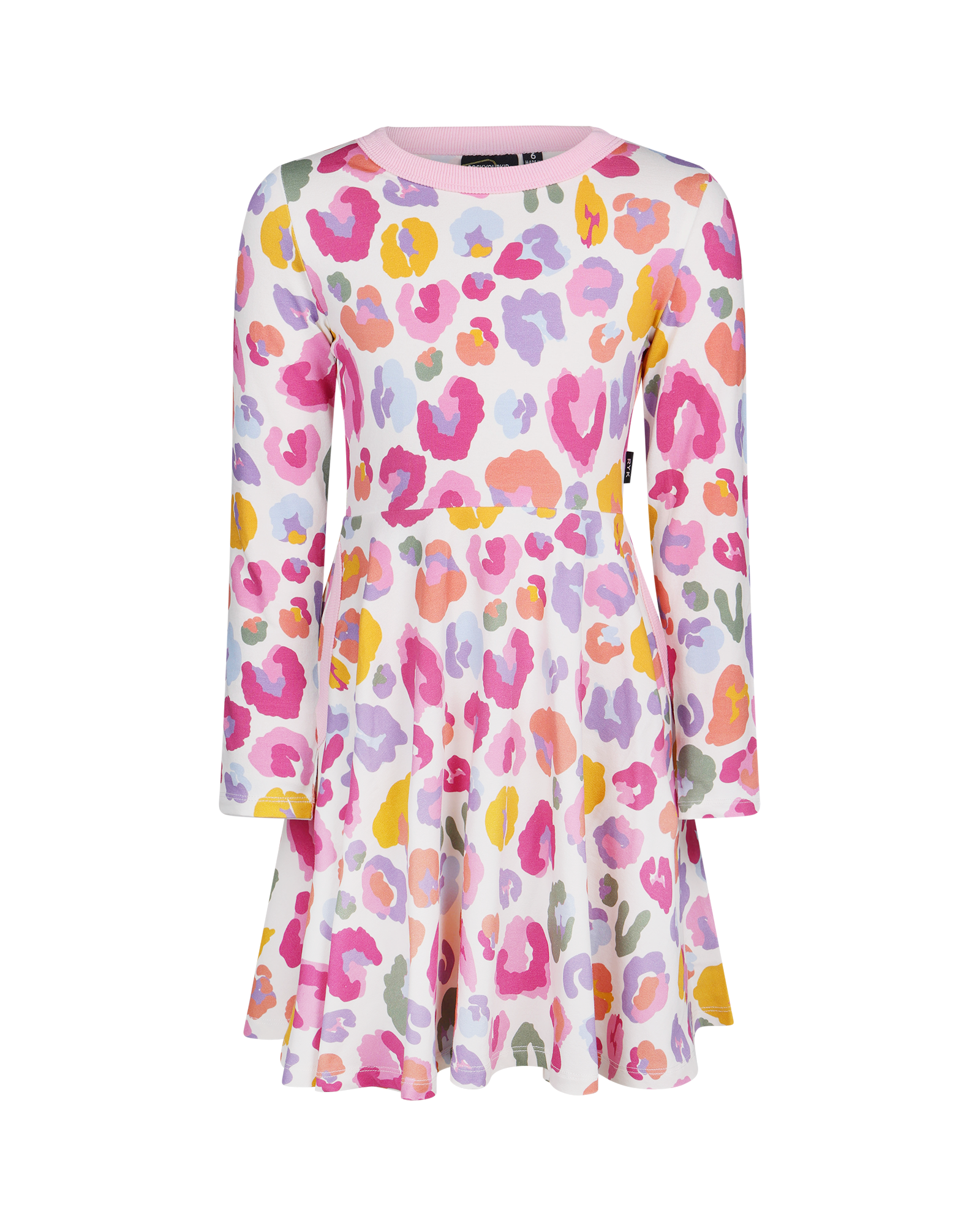 RAINBOW LEOPARD LONG SLEEVE POLLY DRESS