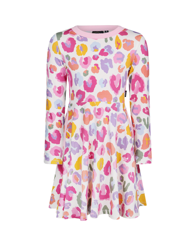 RAINBOW LEOPARD LONG SLEEVE POLLY DRESS