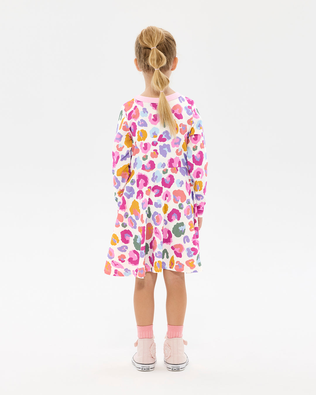 RAINBOW LEOPARD LONG SLEEVE POLLY DRESS