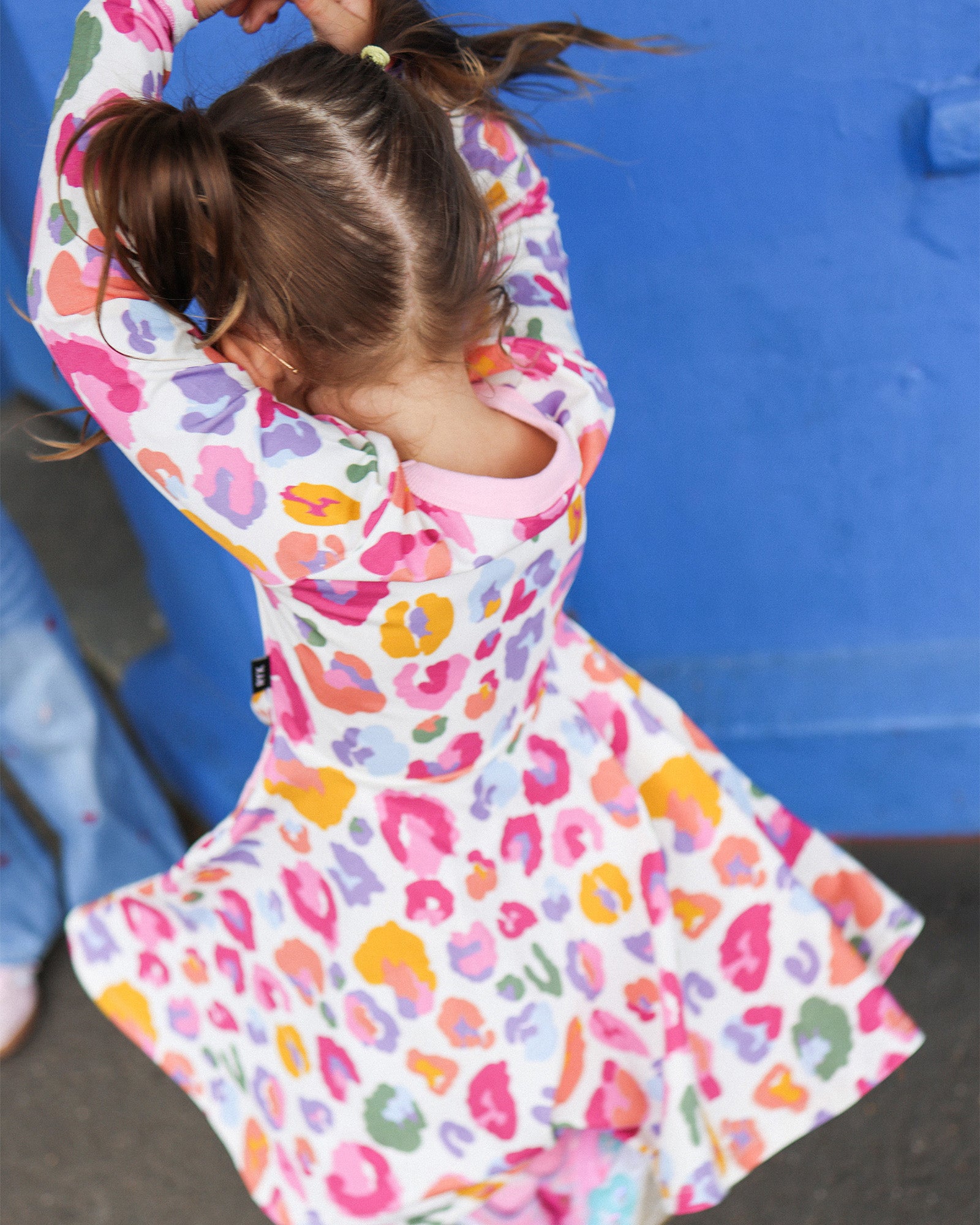 RAINBOW LEOPARD LONG SLEEVE POLLY DRESS