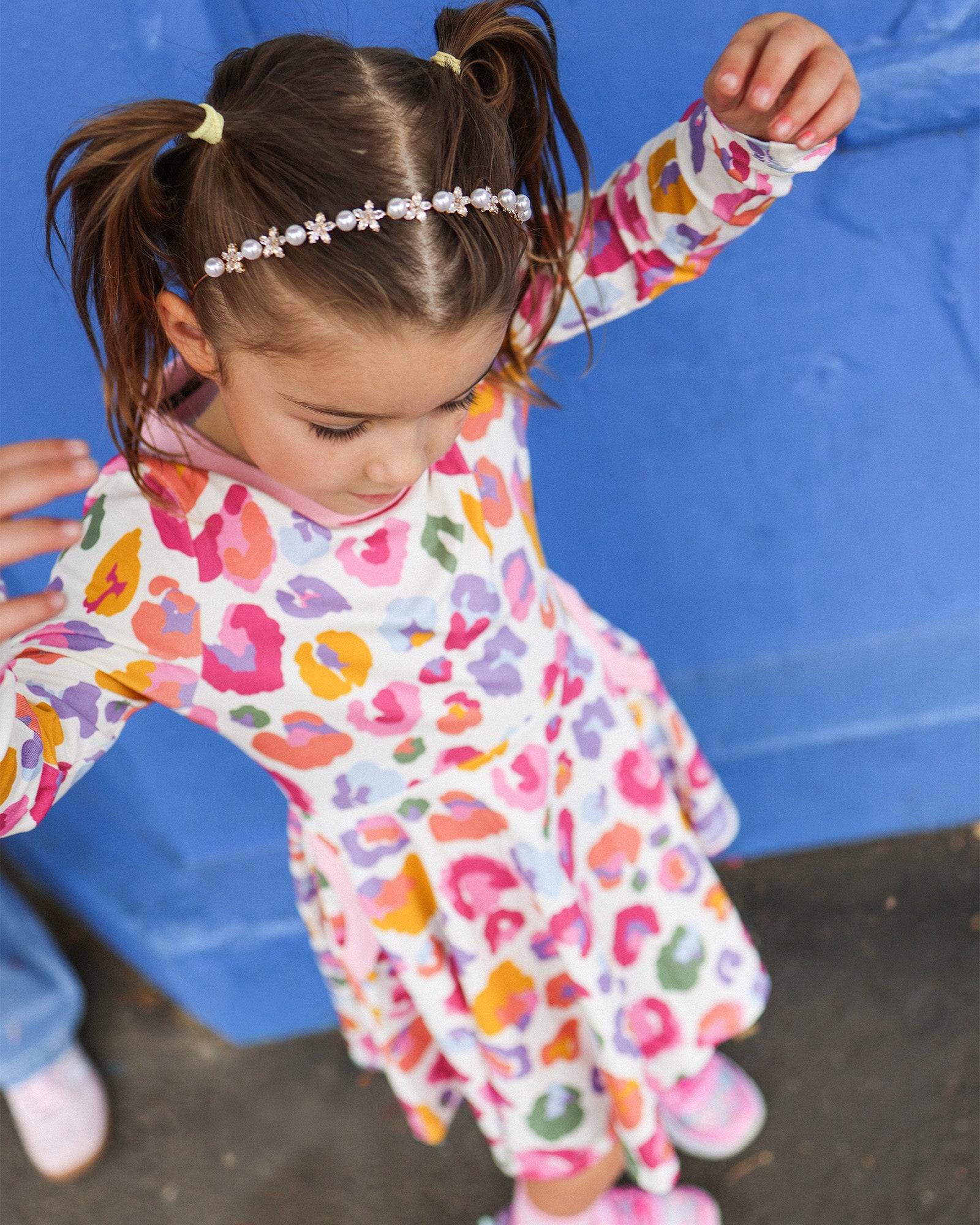 RAINBOW LEOPARD LONG SLEEVE POLLY DRESS