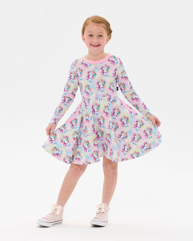 UNICORN PONY LONG SLEEVE POLLY DRESS