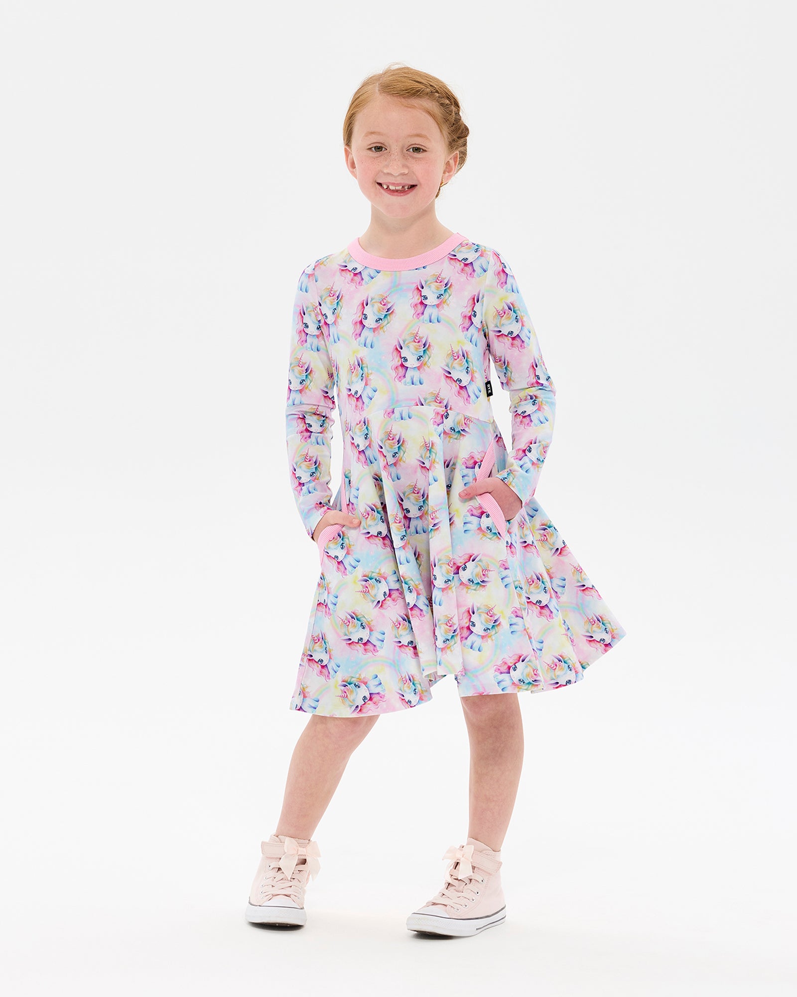 UNICORN PONY LONG SLEEVE POLLY DRESS