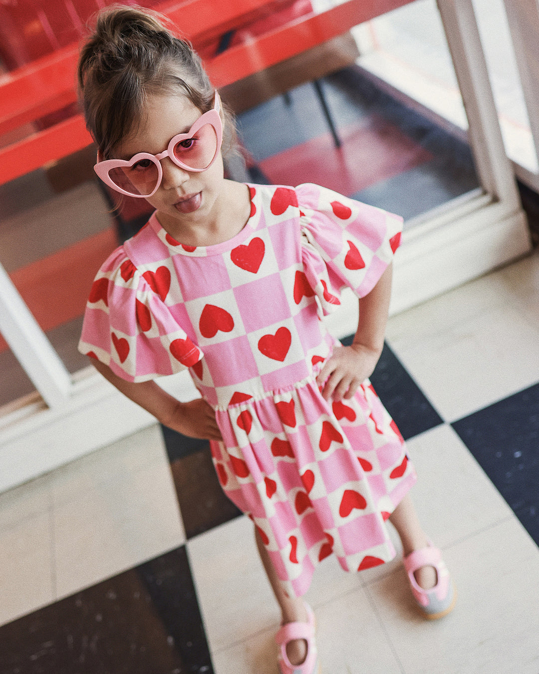 HOLIDAY DRESS IN HEART GINGHAM