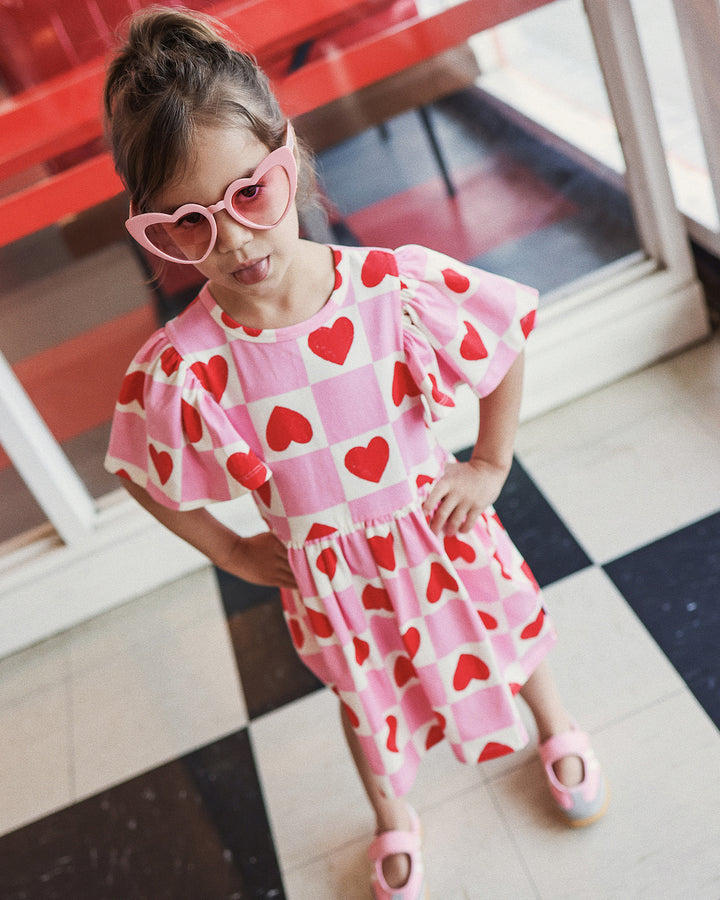 HOLIDAY DRESS IN HEART GINGHAM