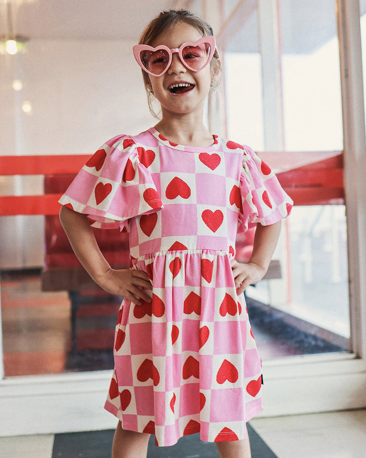 HOLIDAY DRESS IN HEART GINGHAM