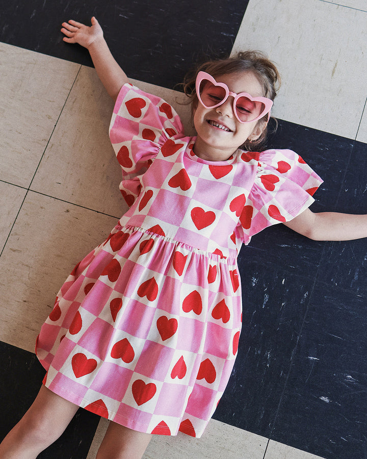 HOLIDAY DRESS IN HEART GINGHAM