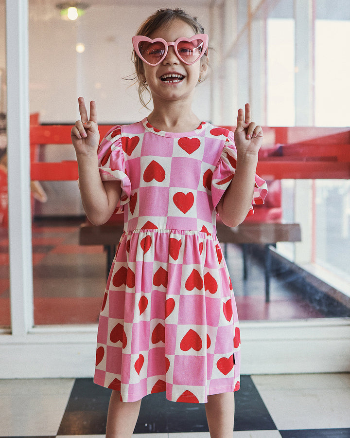 HOLIDAY DRESS IN HEART GINGHAM