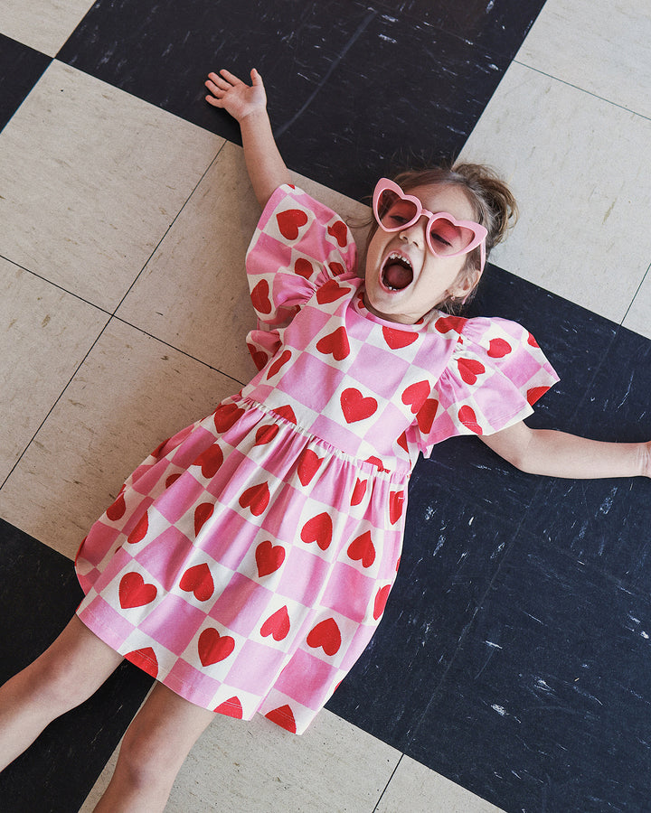 HOLIDAY DRESS IN HEART GINGHAM