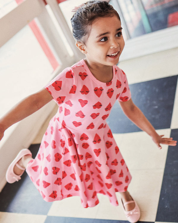 WAISTED DRESS IN HEARTS