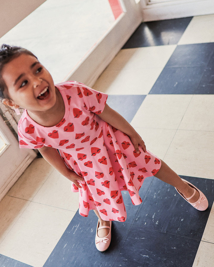 WAISTED DRESS IN HEARTS