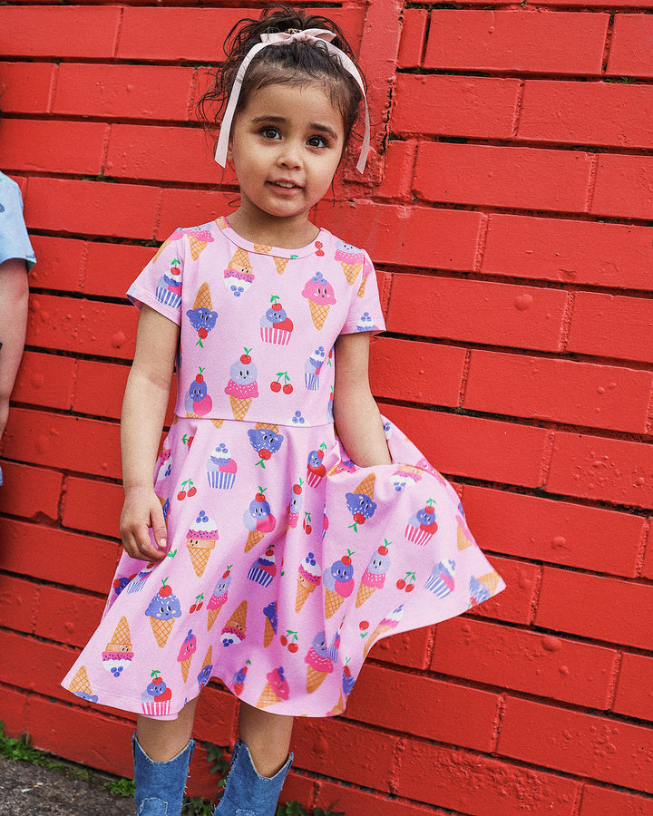 WAISTED DRESS IN PINK LAVENDER
