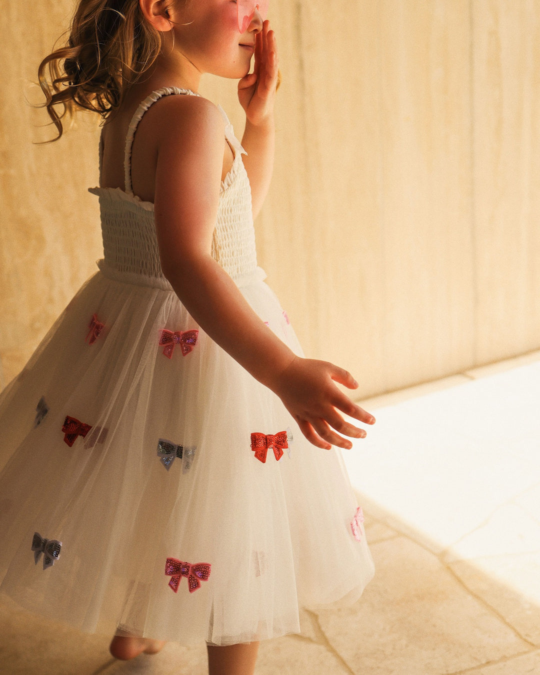 WISHES DRESS IN CREAM PINK