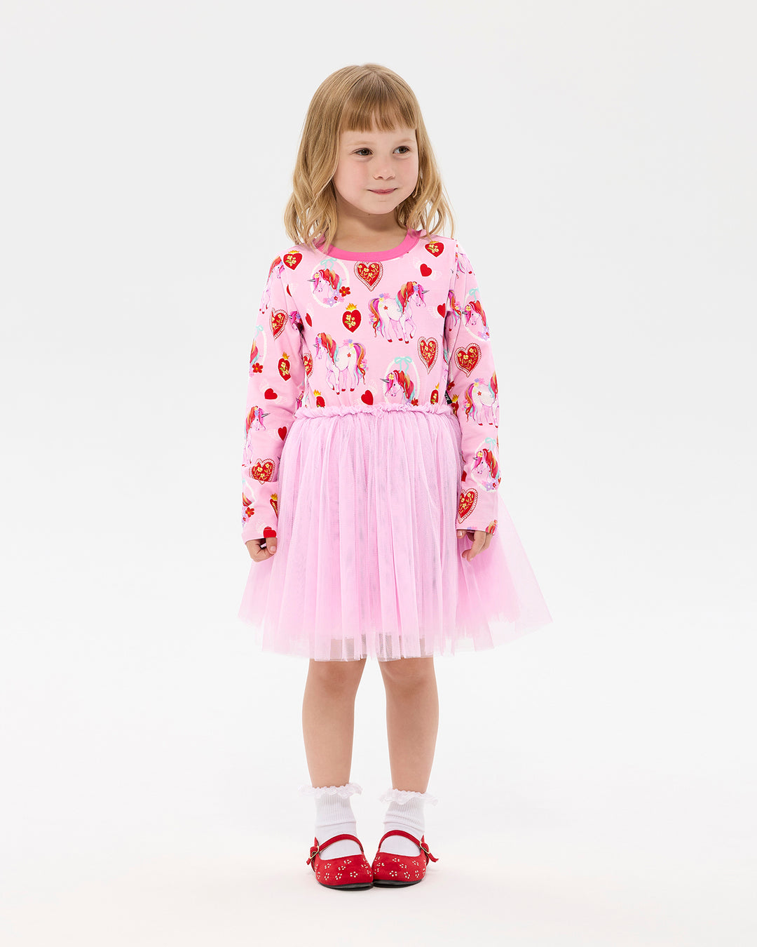 UNICORN HEARTS LONG SLEEVE DANCE DRESS