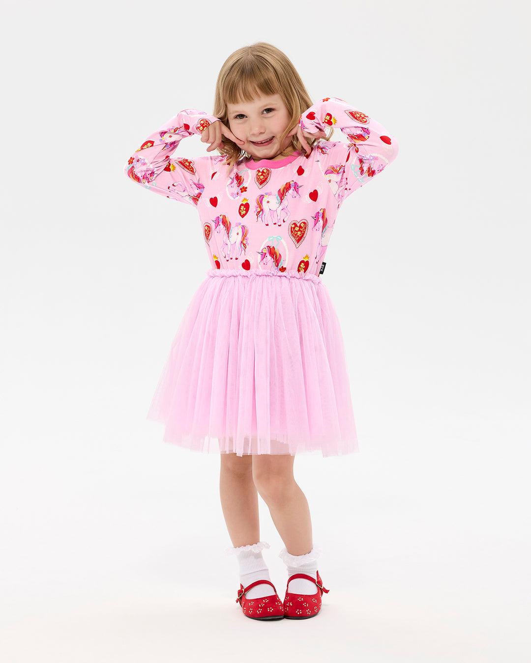 UNICORN HEARTS LONG SLEEVE DANCE DRESS