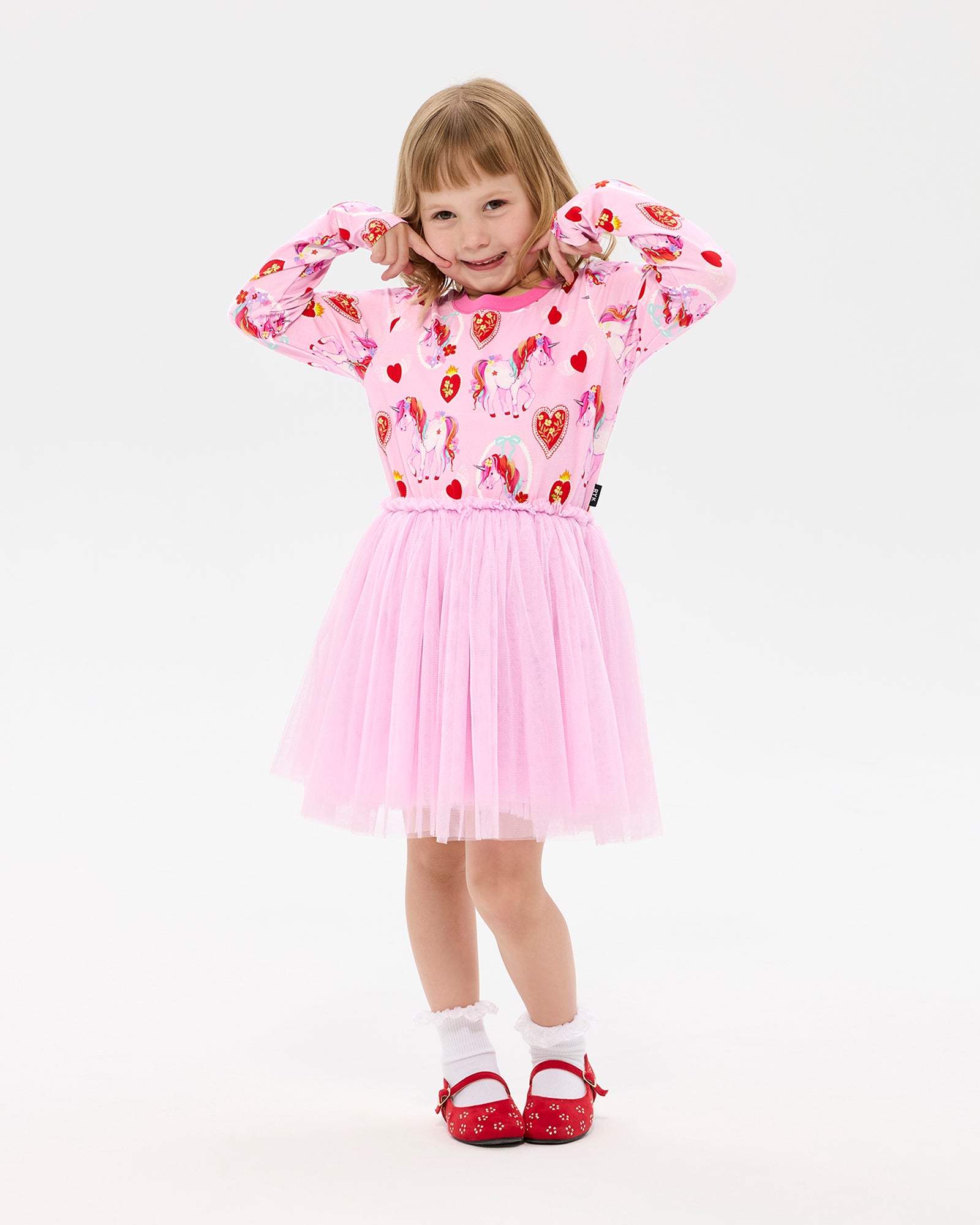 UNICORN HEARTS LONG SLEEVE DANCE DRESS