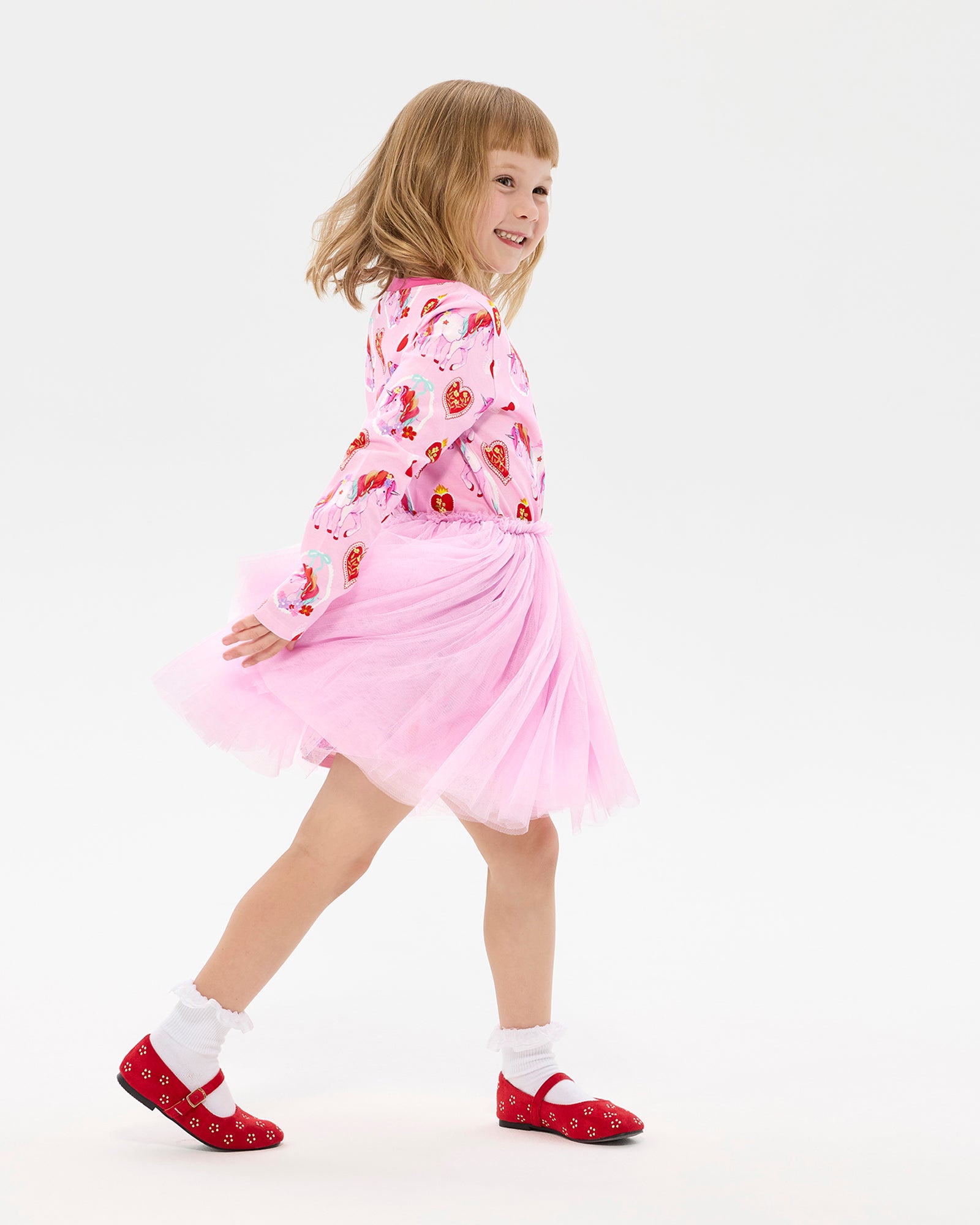 UNICORN HEARTS LONG SLEEVE DANCE DRESS