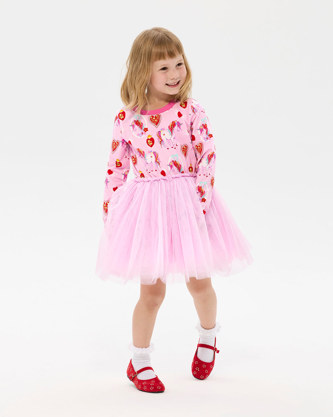 UNICORN HEARTS LONG SLEEVE DANCE DRESS