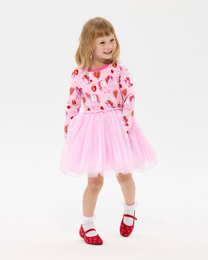 UNICORN HEARTS LONG SLEEVE DANCE DRESS