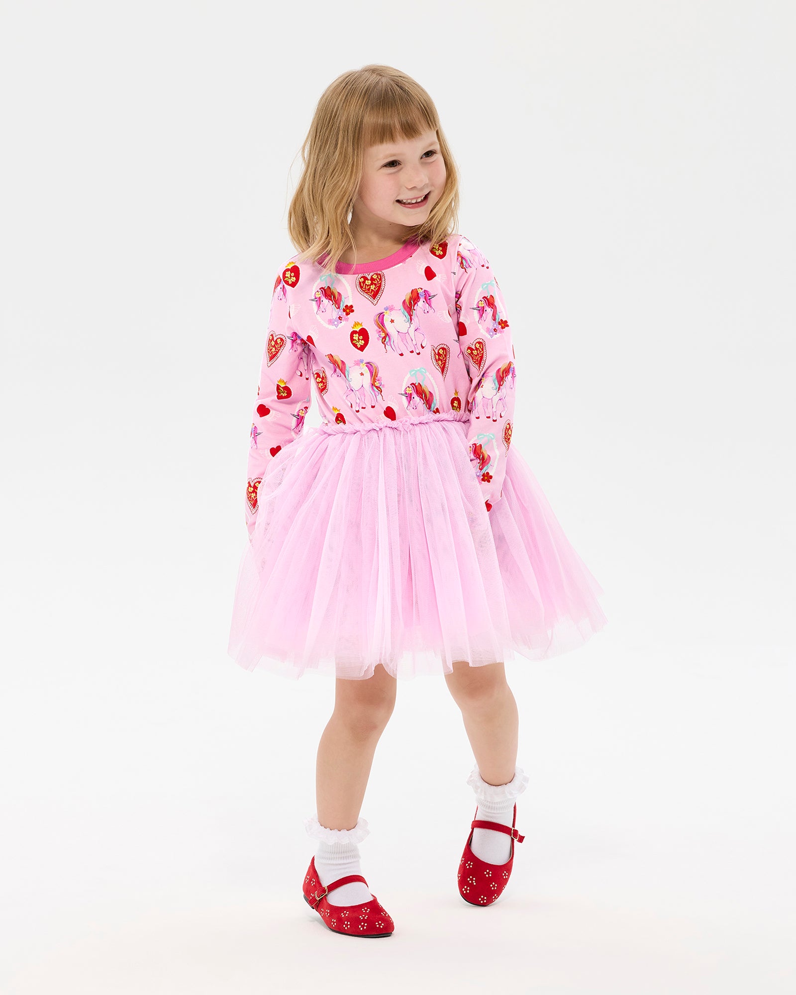 UNICORN HEARTS LONG SLEEVE DANCE DRESS